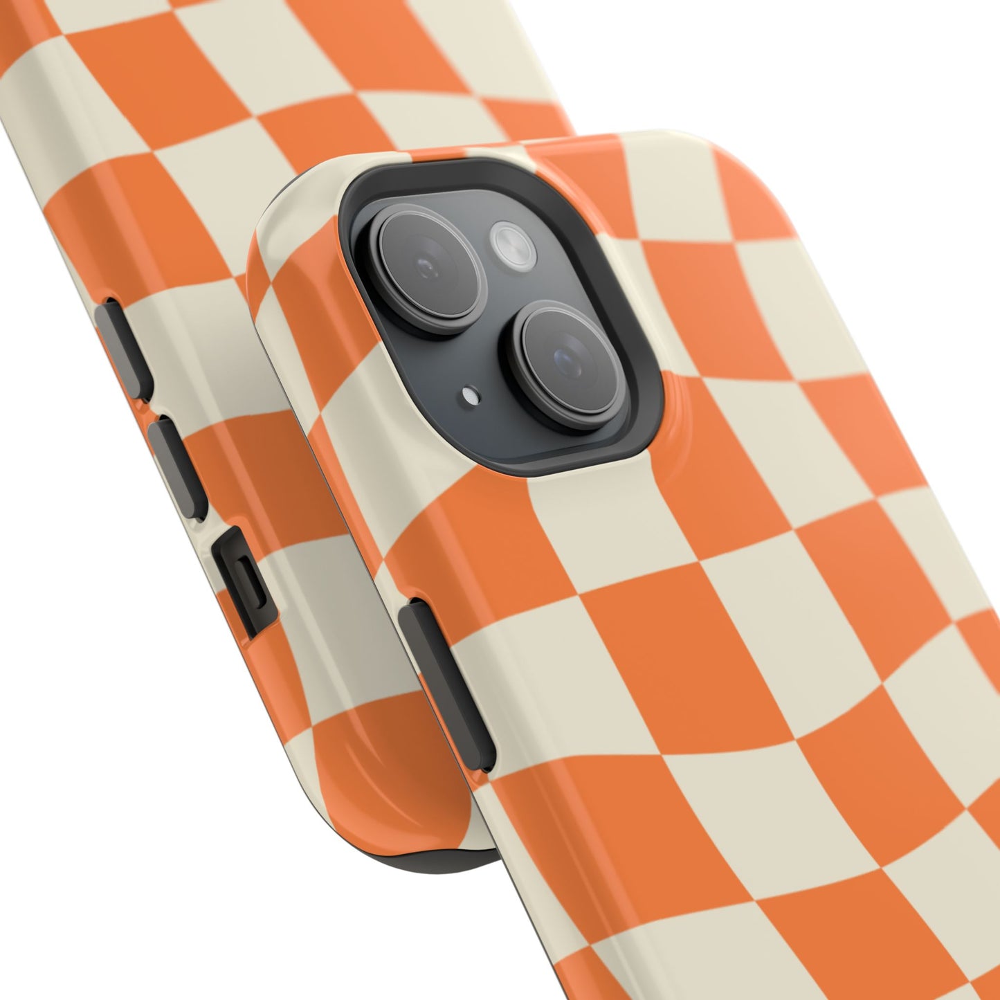 Wavy Retro Checkerboard MagSafe iPhone Case – Shockproof, Matte Finish, Dual-Layer Protection