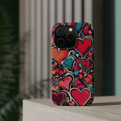 Vibrant Multicolor Heart Art – MagSafe-Compatible iPhone Case