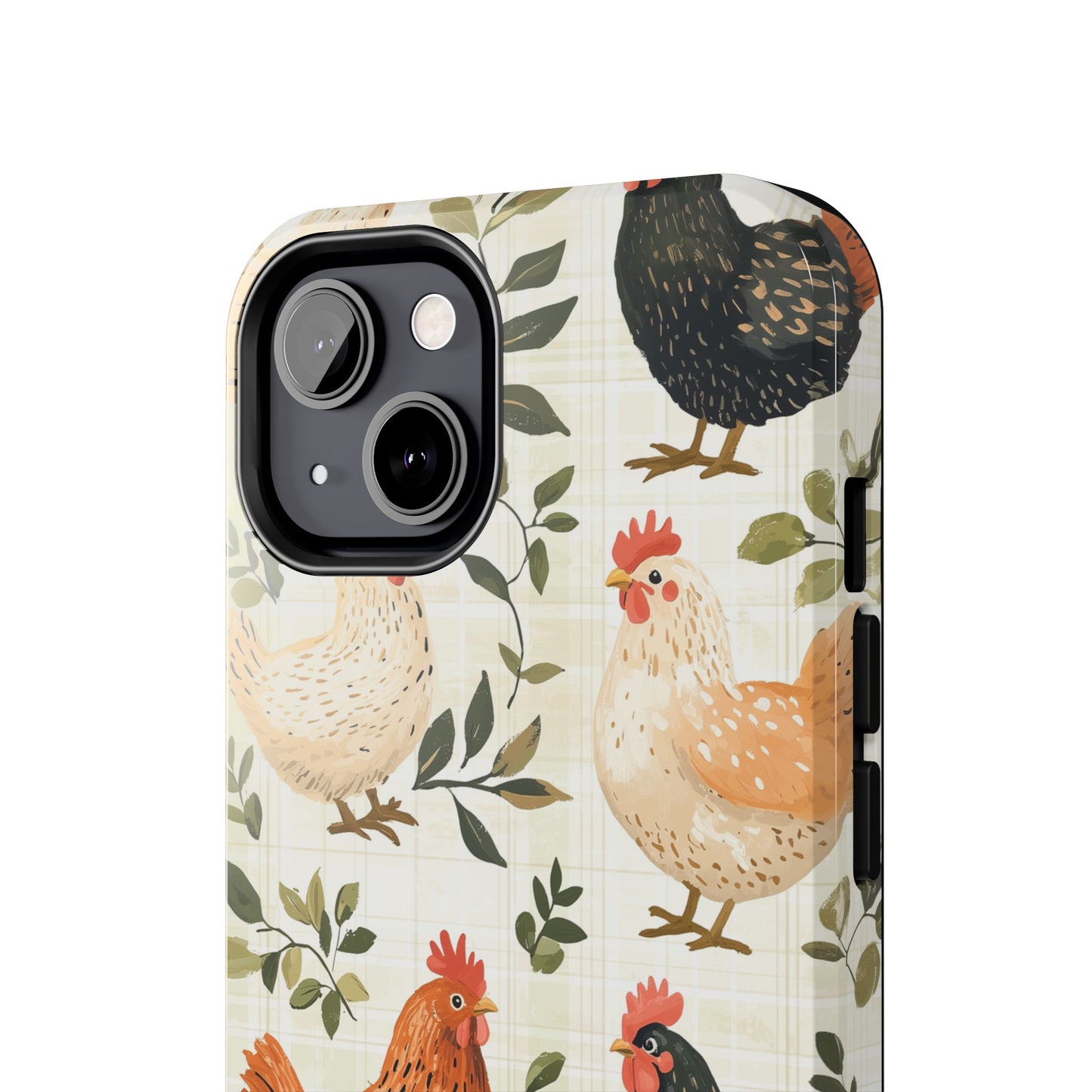 iPhone Case: Vintage Chicken Farmhouse Case – Rustic Leaves Design