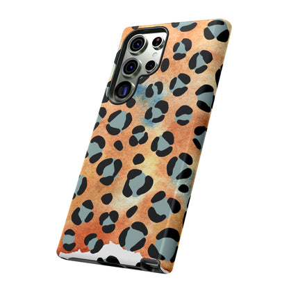 Sunset Watercolor Leopard Print Tough Samsung Galaxy Case – Artistic Animal Pattern with Dual-Layer Protection