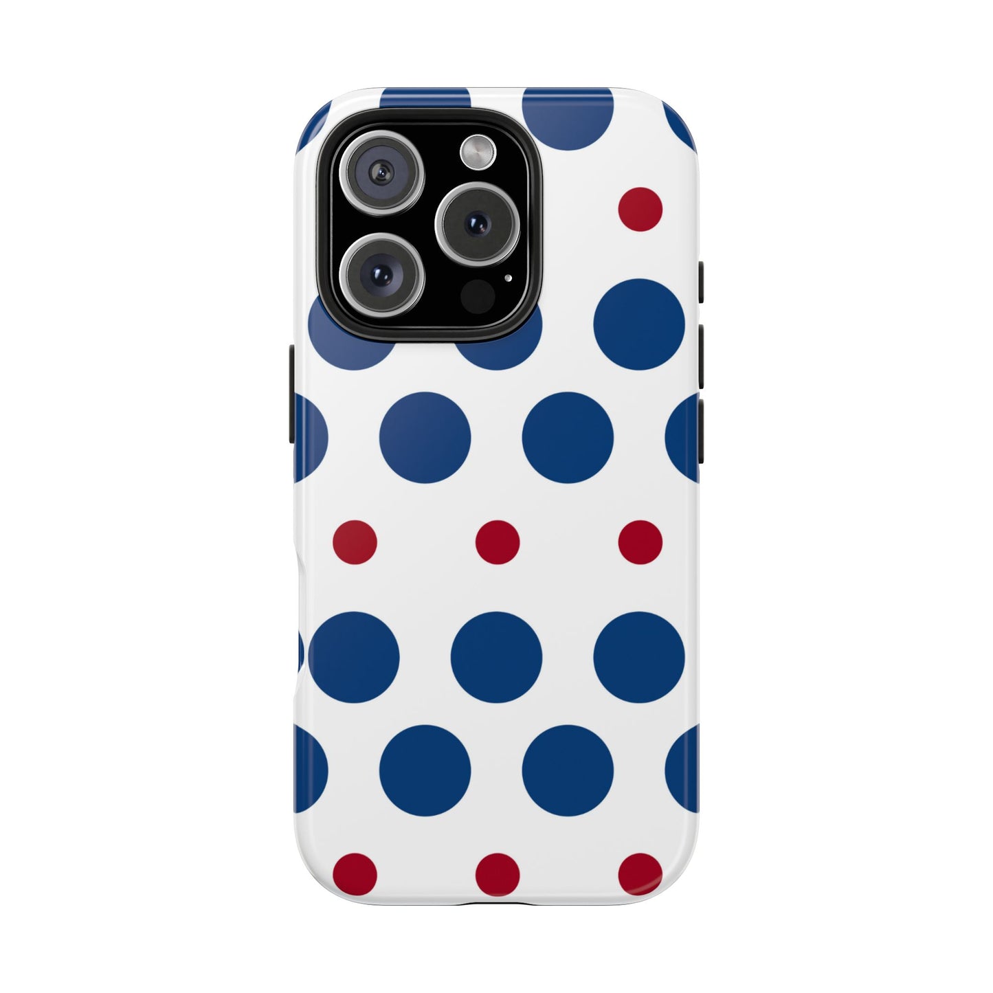 Bold Navy & Red Polka Dot Pattern – iPhone Case