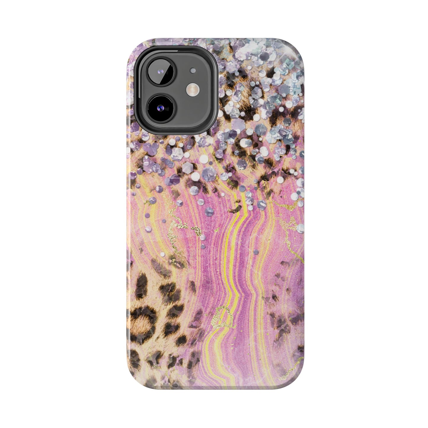 Crystal Glam Leopard - iPhone Series Case with Glitter and Gem Accents