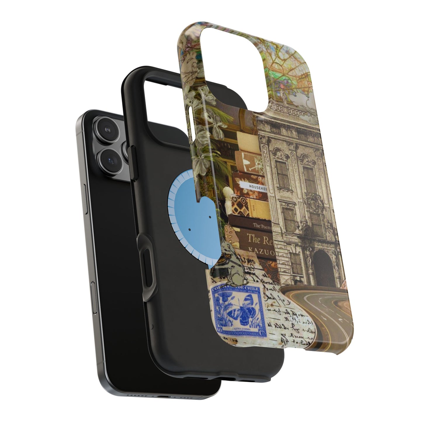 Whimsical Road Trip Collage MagSafe iPhone Case – Dual-Layer Protection with Vintage Art and Adventure Design