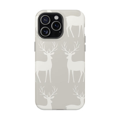 Elegant White Reindeer Pattern – MagSafe iPhone Series Case