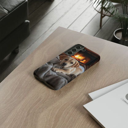 Cozy Golden Retriever by the Fireplace - Samsung Galaxy Case