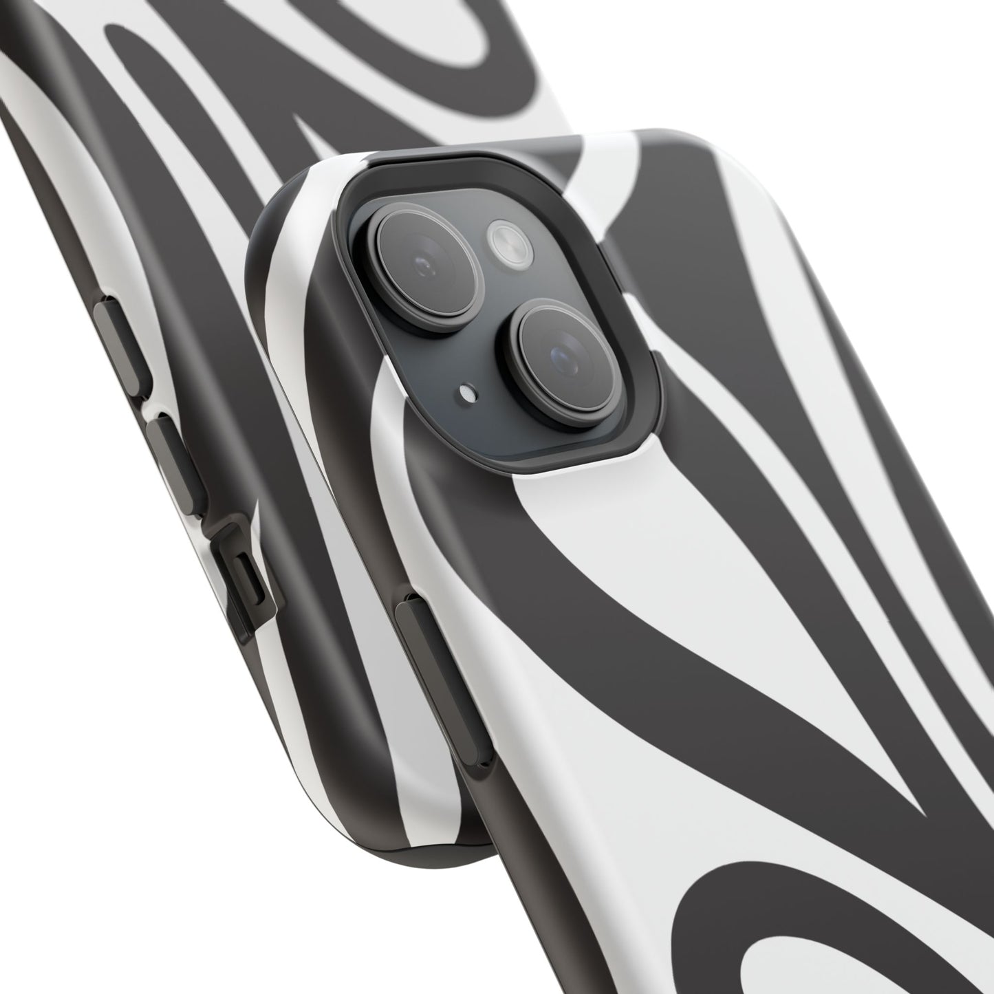 Modern Black and White Abstract Tough MagSafe iPhone Case – Bold Graphic Pattern with Dual-Layer Protection