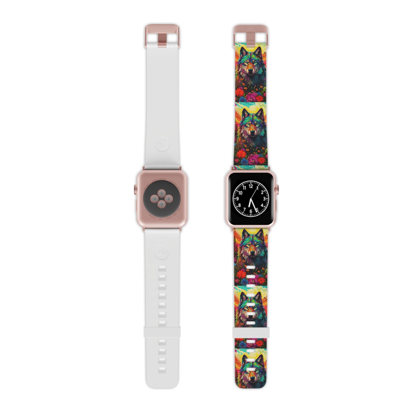 Rainbow Wolf in Bloom Apple Watch Band