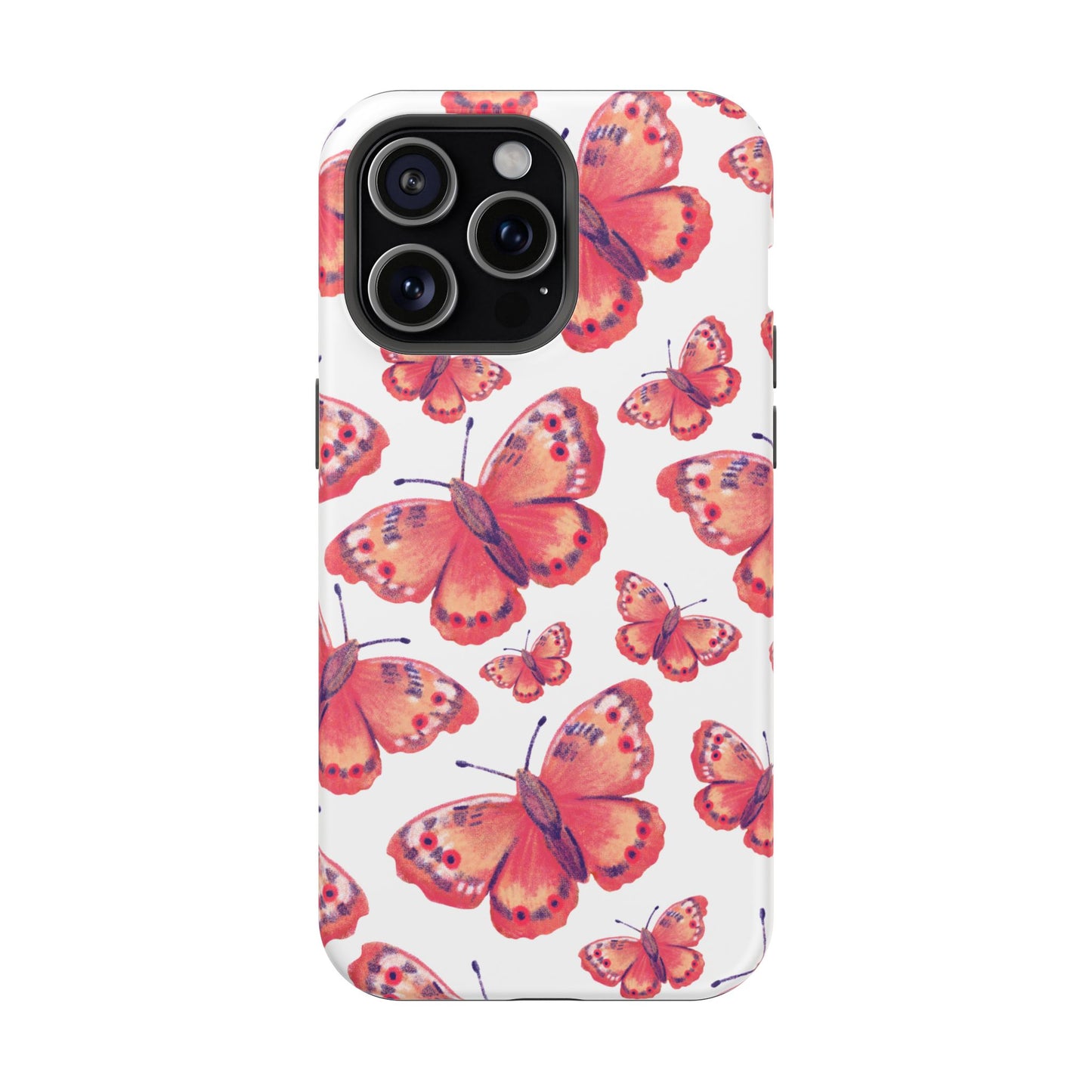 Coral Butterfly MagSafe iPhone Case – Slim, Protective Design with Bold Watercolor Print