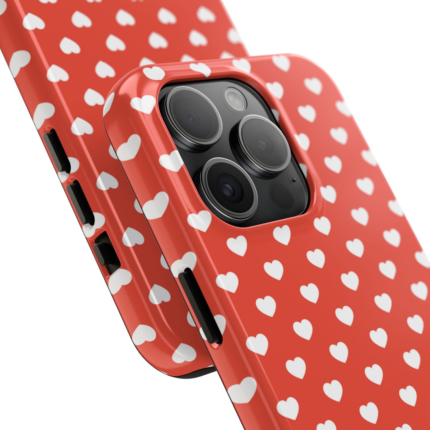 White Hearts on Red iPhone Case