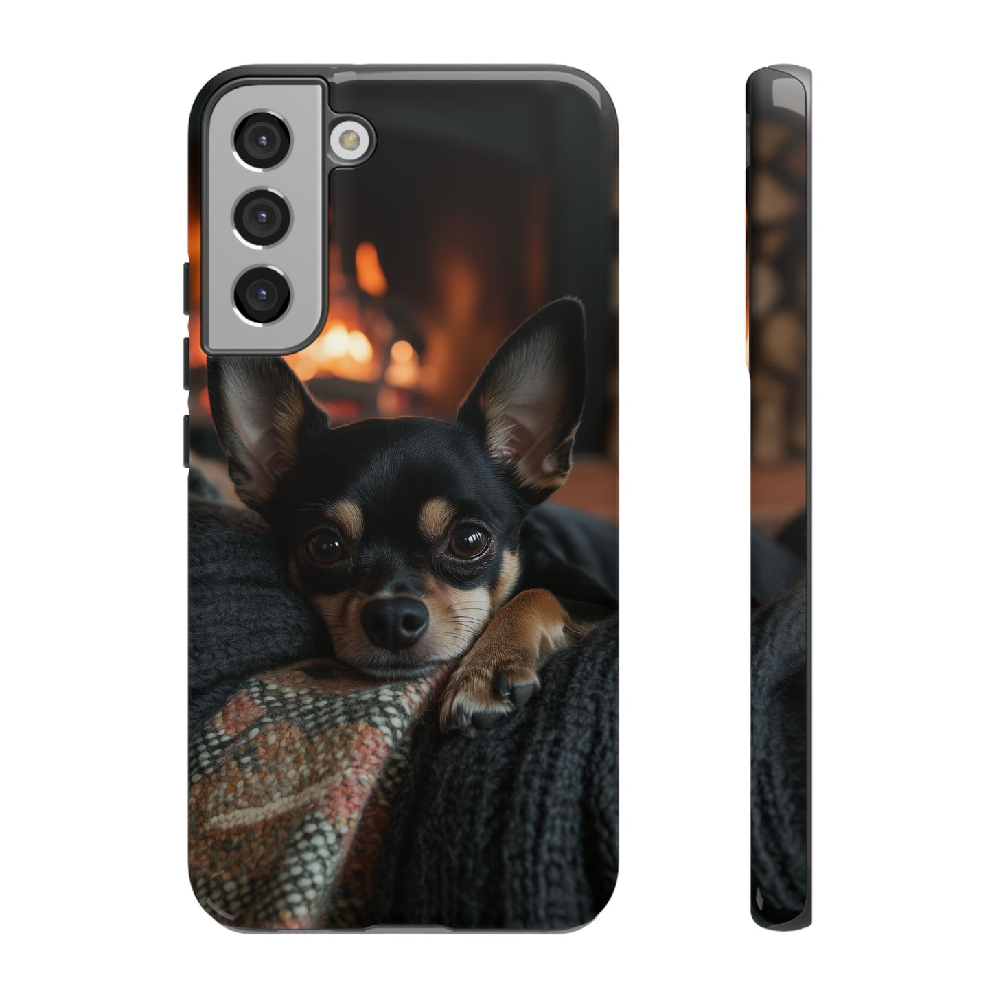 Cozy Chihuahua Fireplace Samsung Galaxy Case – Warm and Protective Design