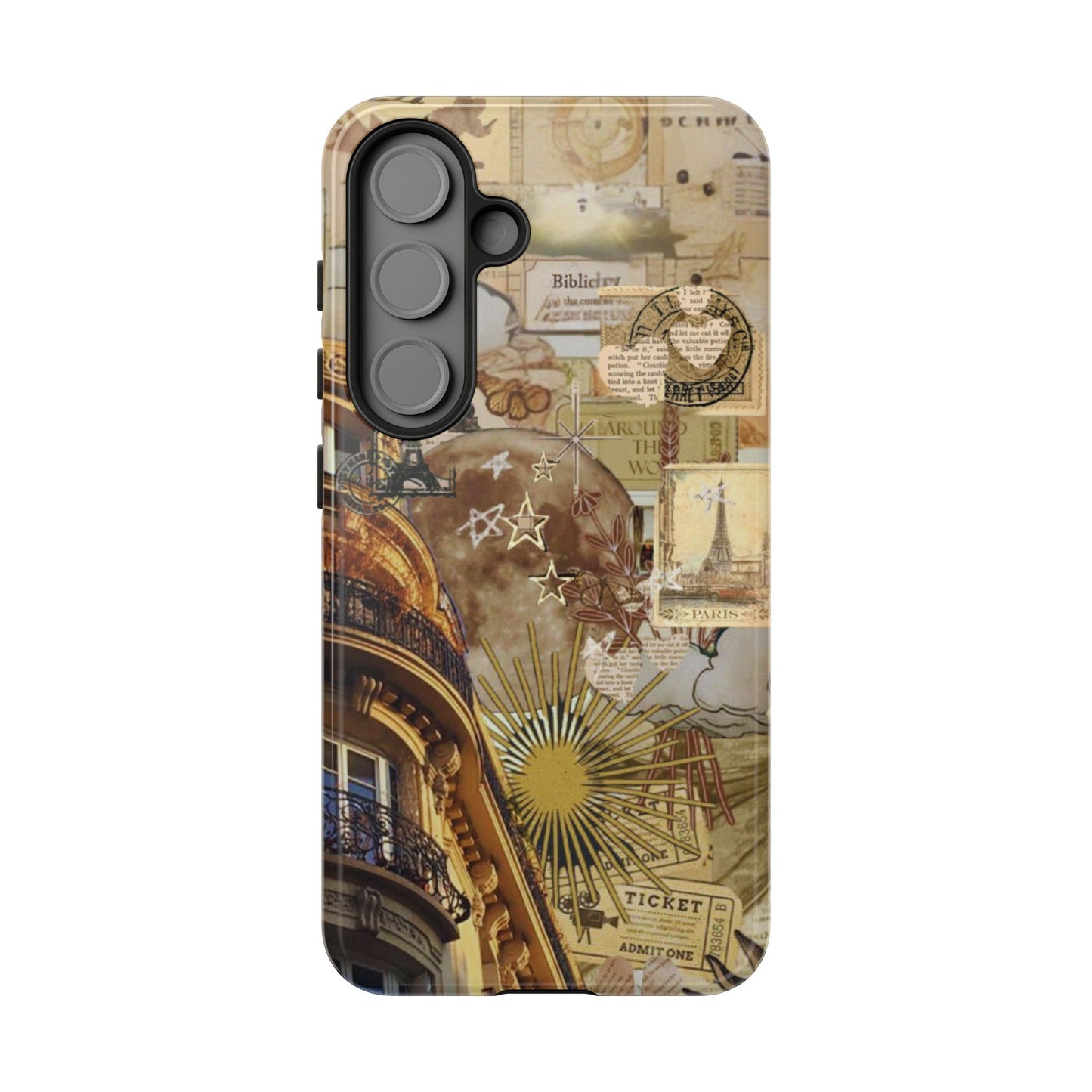 Parisian Dream Collage Samsung Galaxy Case – Dual-Layer Protection with Vintage French Aesthetic