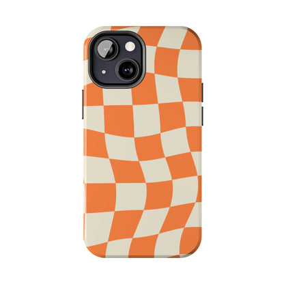 Wavy Retro Checkerboard iPhone Case – Shockproof, Matte Finish, Dual-Layer Protection