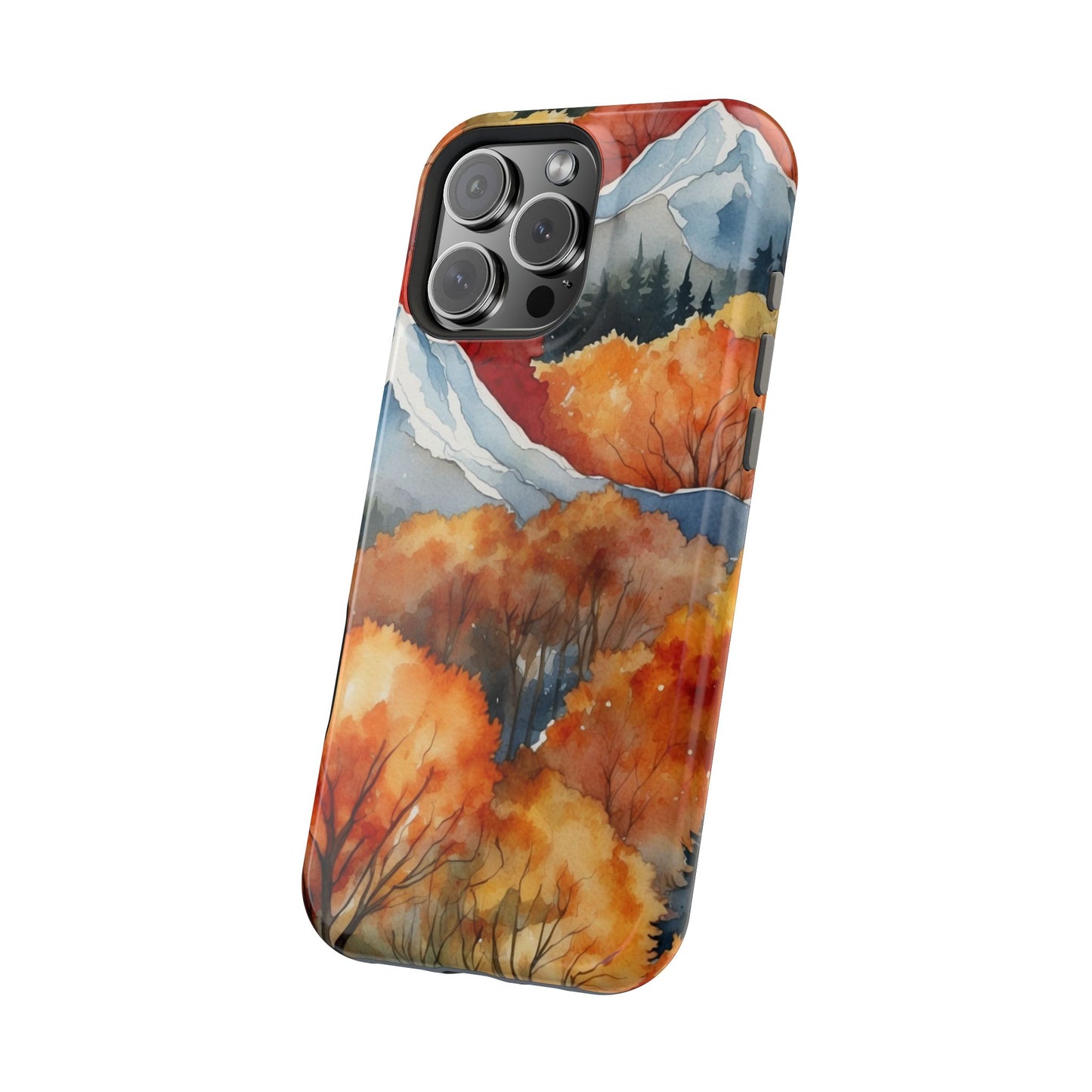 Autumn Mountain Forest Watercolor - MagSafe iPhone Case