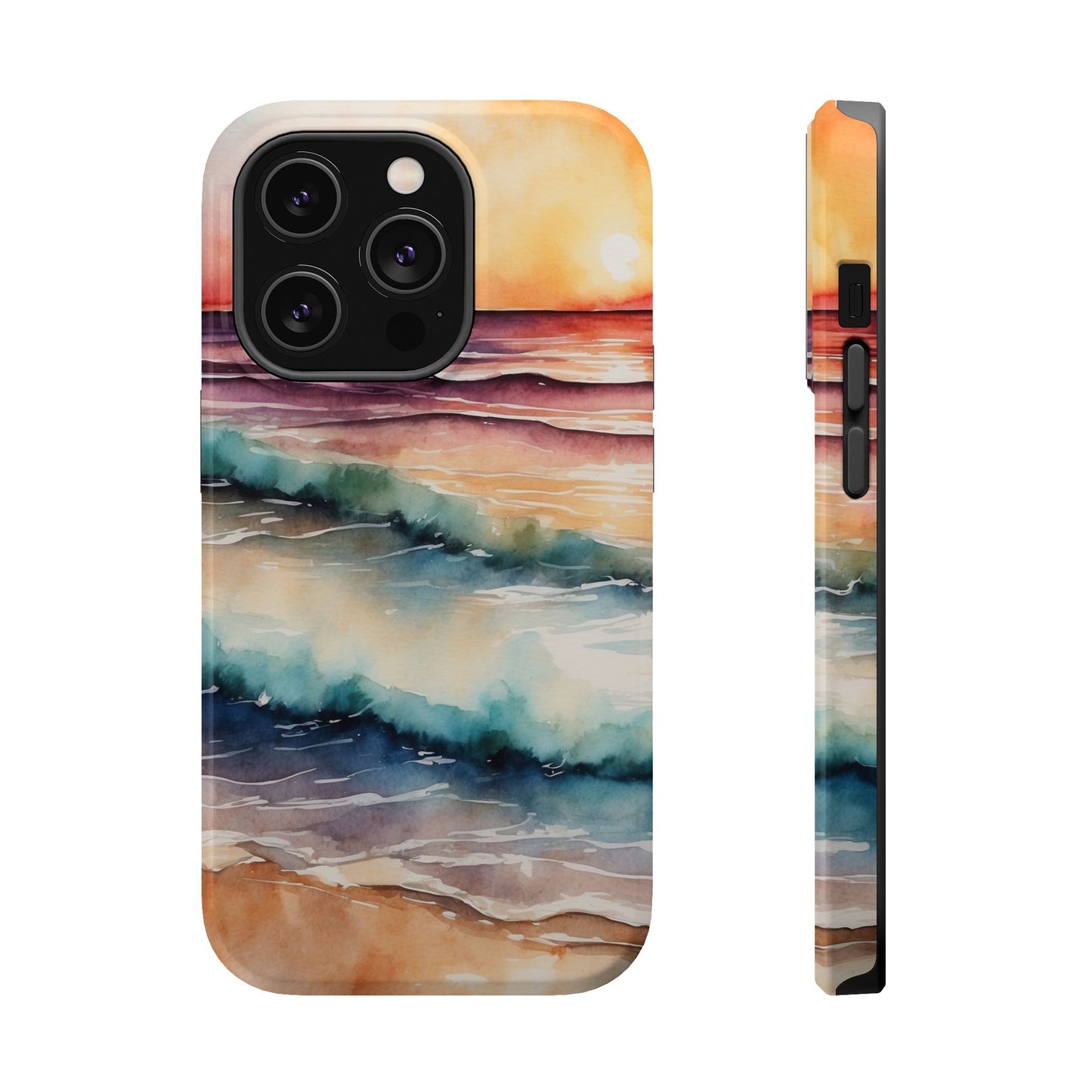 Sunset Waves MagSafe iPhone Case – Vibrant Watercolor Design