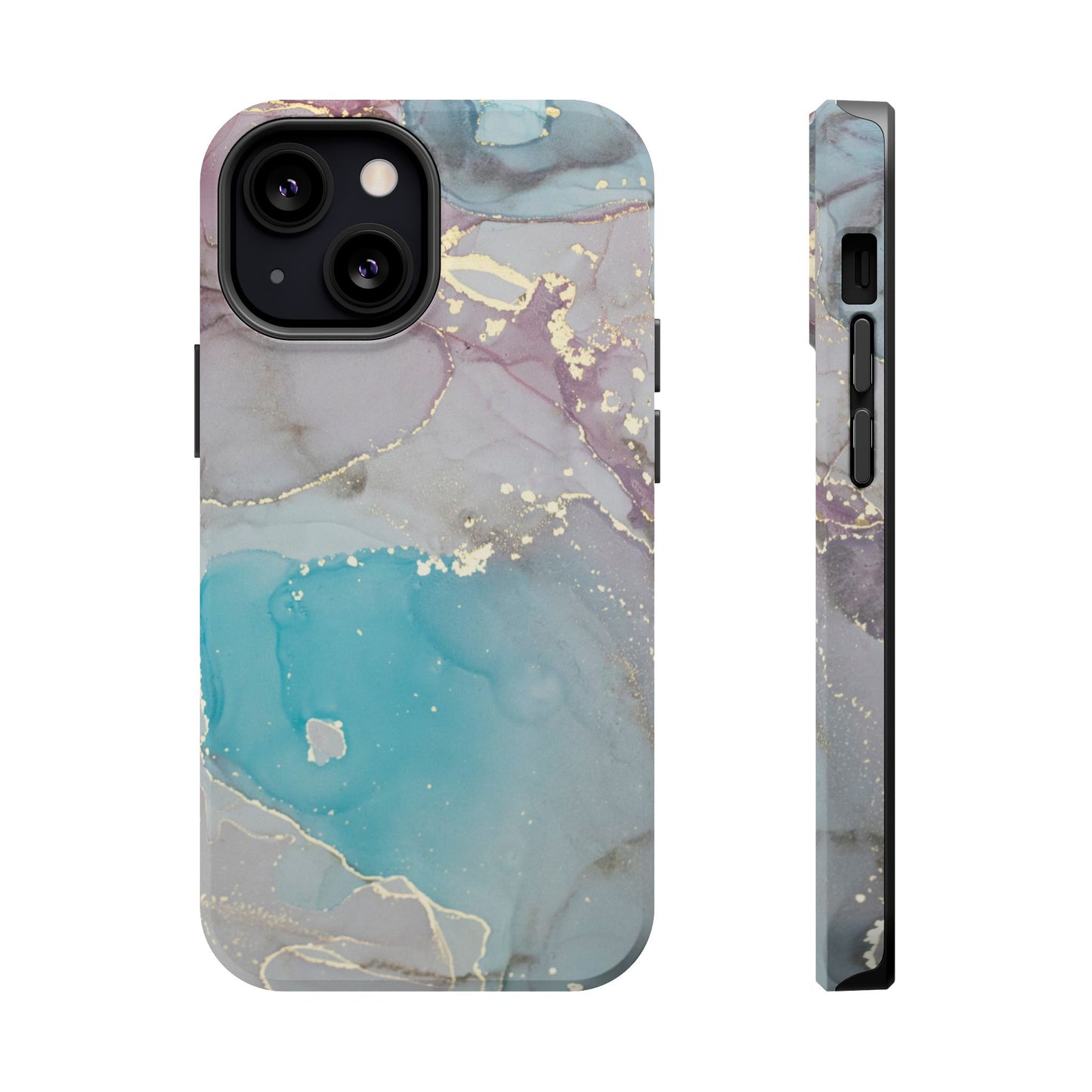 Sky Blue & Purple Marble Wave – MagSafe Case with Dreamy Marble Design