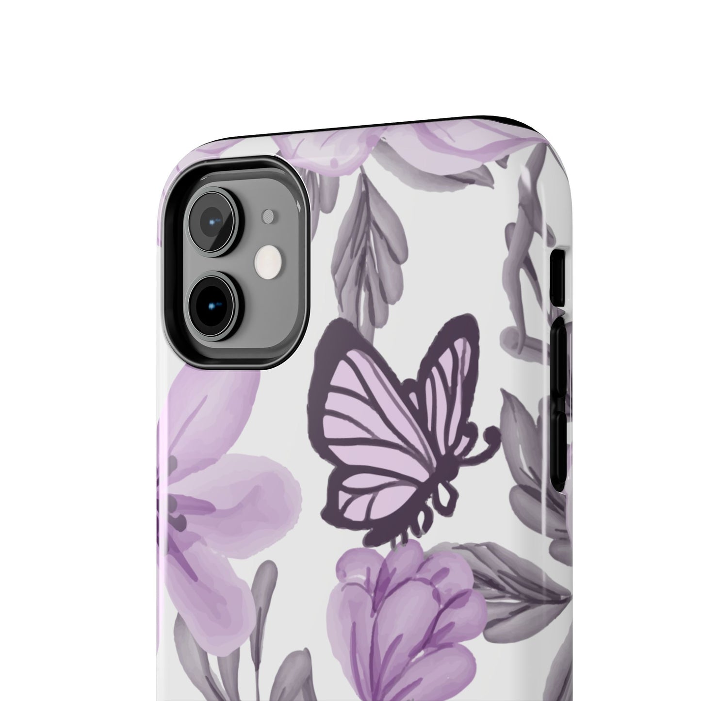 Lavender Bloom Butterfly iPhone Case – Delicate Floral Design with Watercolor Details