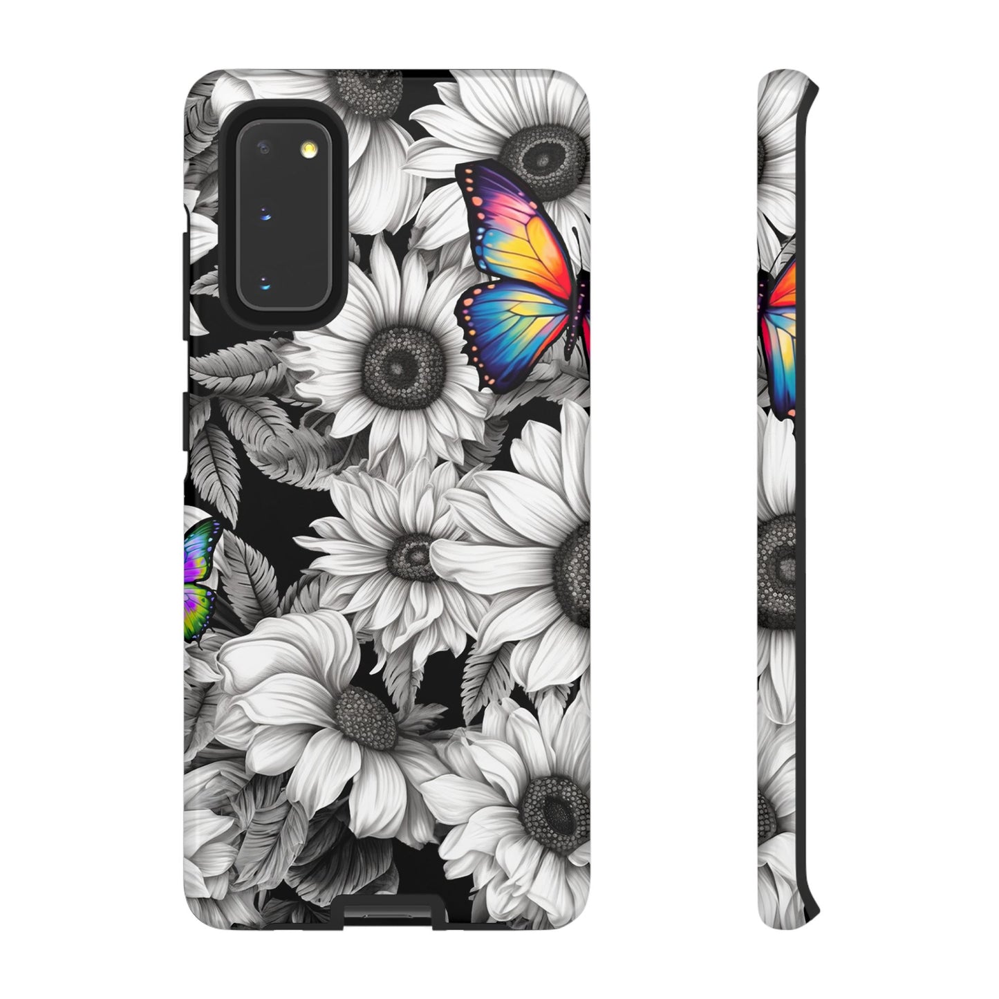 Rainbow Butterflies & Monochrome Sunflowers – Samsung Galaxy Case