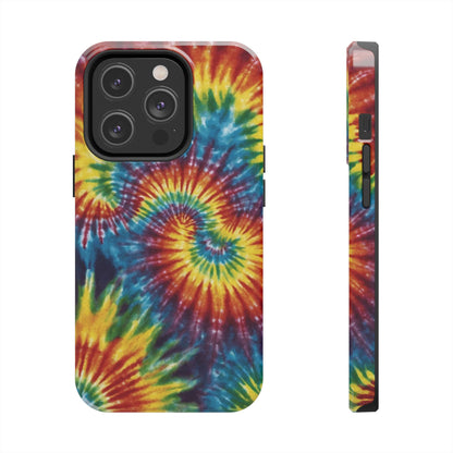 Retro Tie-Dye Swirl iPhone Case – Rainbow Spiral Design