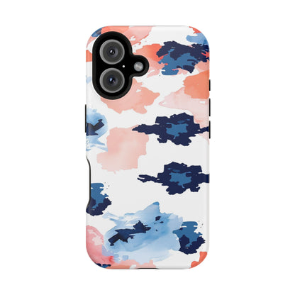 Abstract Coral & Navy Watercolor Design – MagSafe iPhone Case