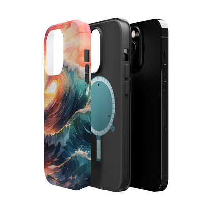 Ocean Sunrise Wave MagSafe iPhone Case – Vibrant Watercolor Wave Design