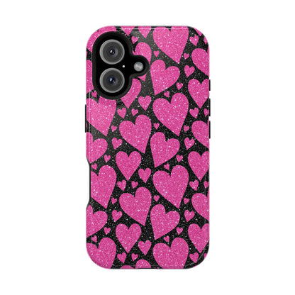 Glitter Hearts MagSafe iPhone Case