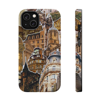 Vintage Architectural Collage MagSafe iPhone Case – Tough Dual-Layer Protection with Matte Finish