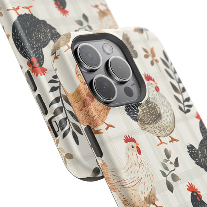 MagSafe iPhone Case: Vintage Chicken & Leaves – Farmhouse Style Case