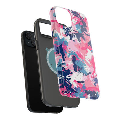 Vibrant Pink & Navy Abstract Splash – MagSafe iPhone Case