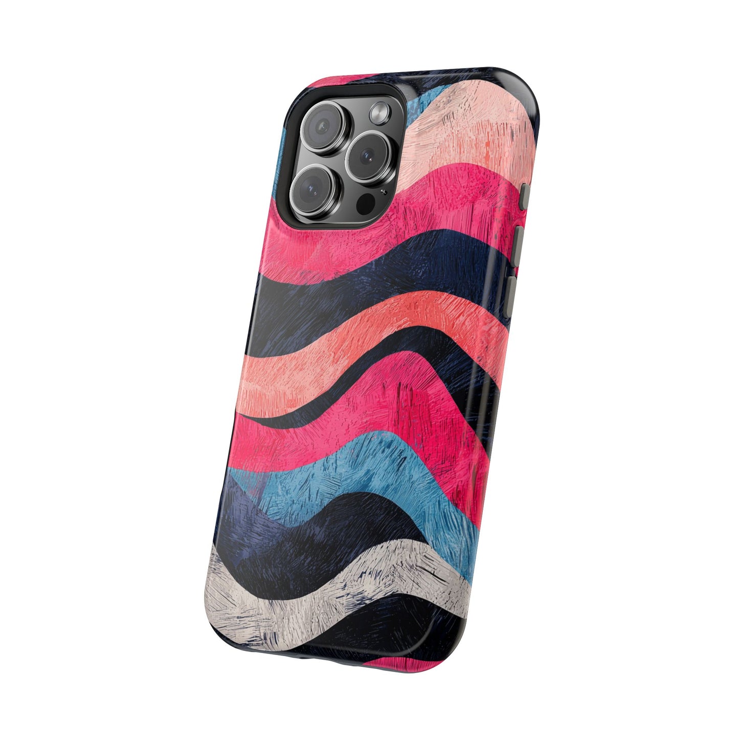 Abstract Wave Pattern MagSafe iPhone Case – Shockproof, Matte Finish, Dual-Layer Protection