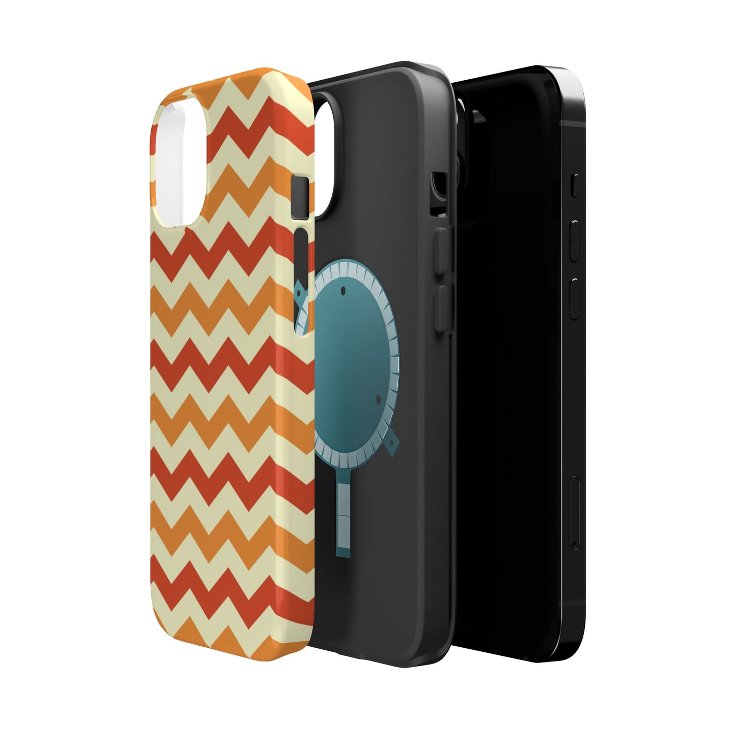 Warm Sunset Chevron – Orange, Red & Cream Geometric MagSafe iPhone Case