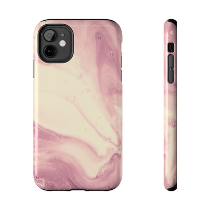 Blush Marble Glow – iPhone Case with Rose Gold & Pink Swirl Pattern