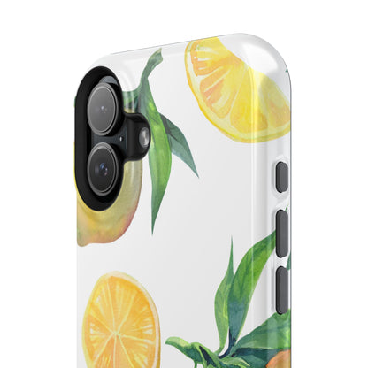 Lemon Grove Watercolor Tough MagSafe iPhone Case – Fresh Citrus Design, Dual-Layer Protection