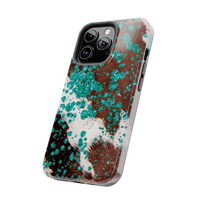 Teal Glitter Cowhide - iPhone Series Case