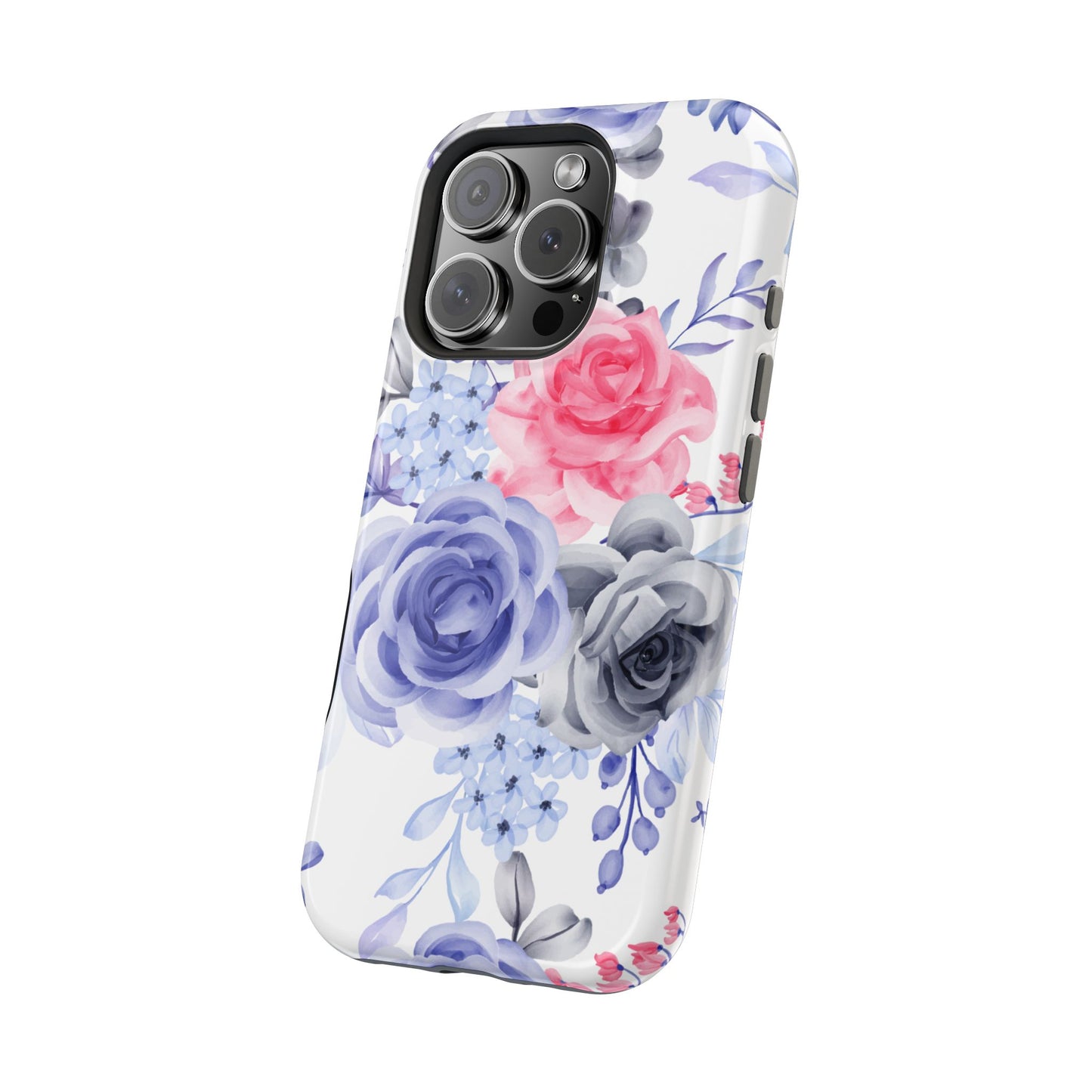 Elegant Blue Floral Watercolor Design – MagSafe iPhone Case