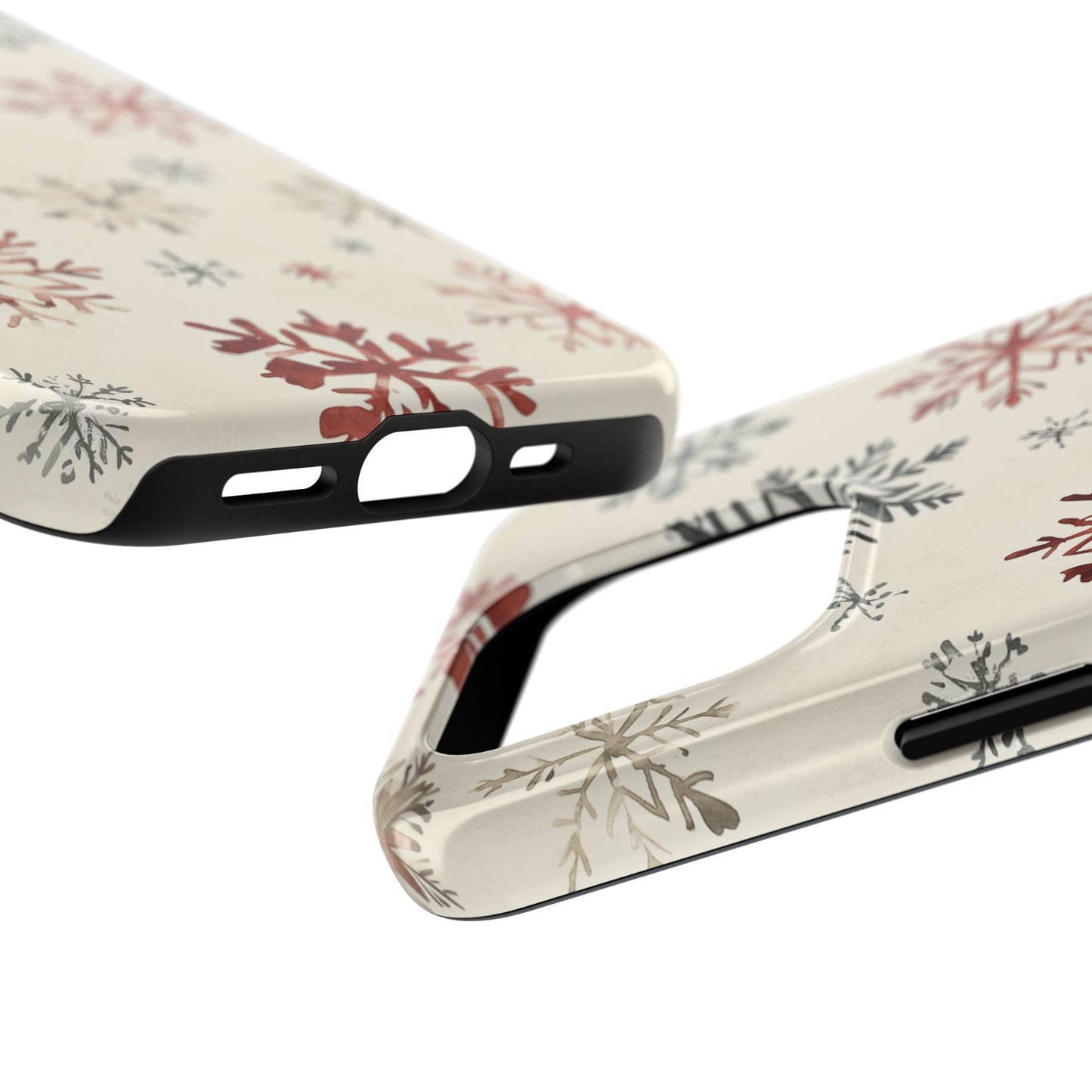 Vintage Red and Gray Snowflake Pattern – iPhone Series Case