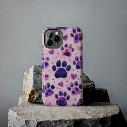 Purple Paw Print iPhone Case - Playful Pet Lover’s Protective Cover