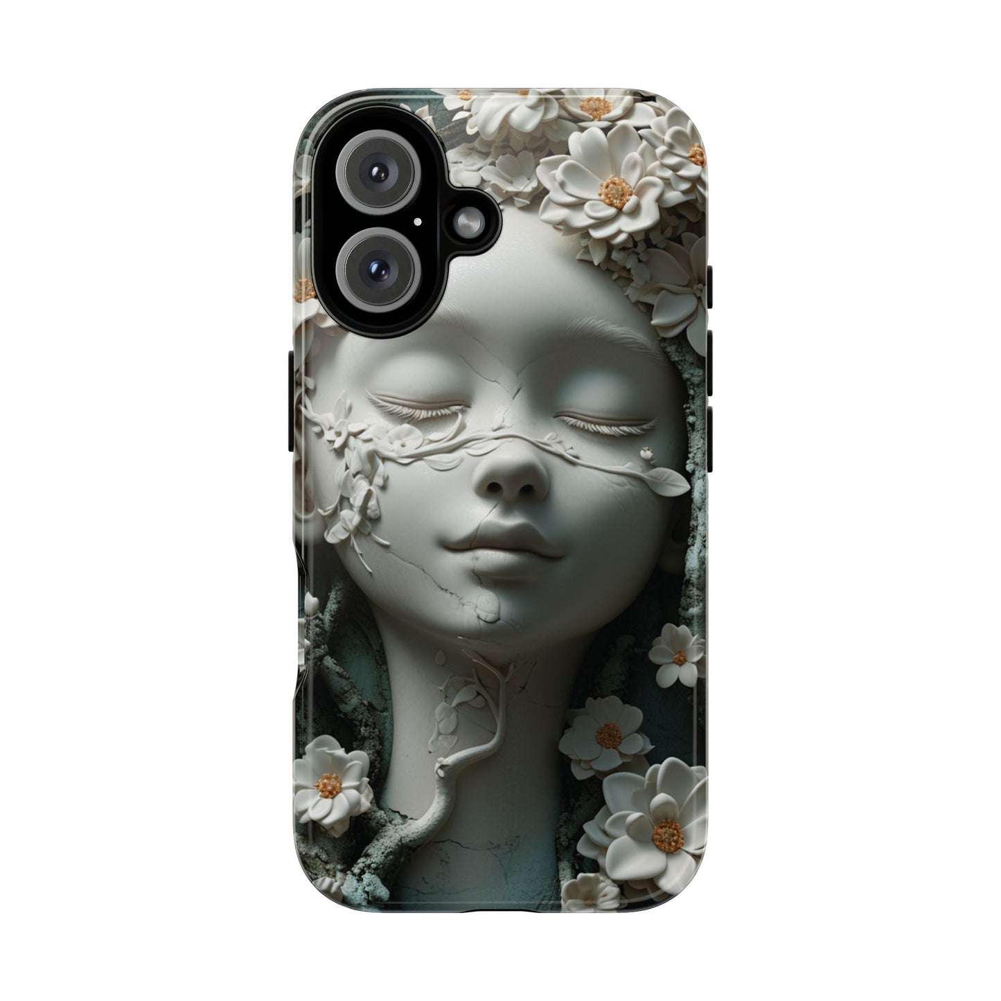 Coquette Statue & Florals Phone Case - Serene Beauty for Your Device - Ethereal Elegance - Marble Princess and Flowers - iPhones and Samsung - BOGO Cases