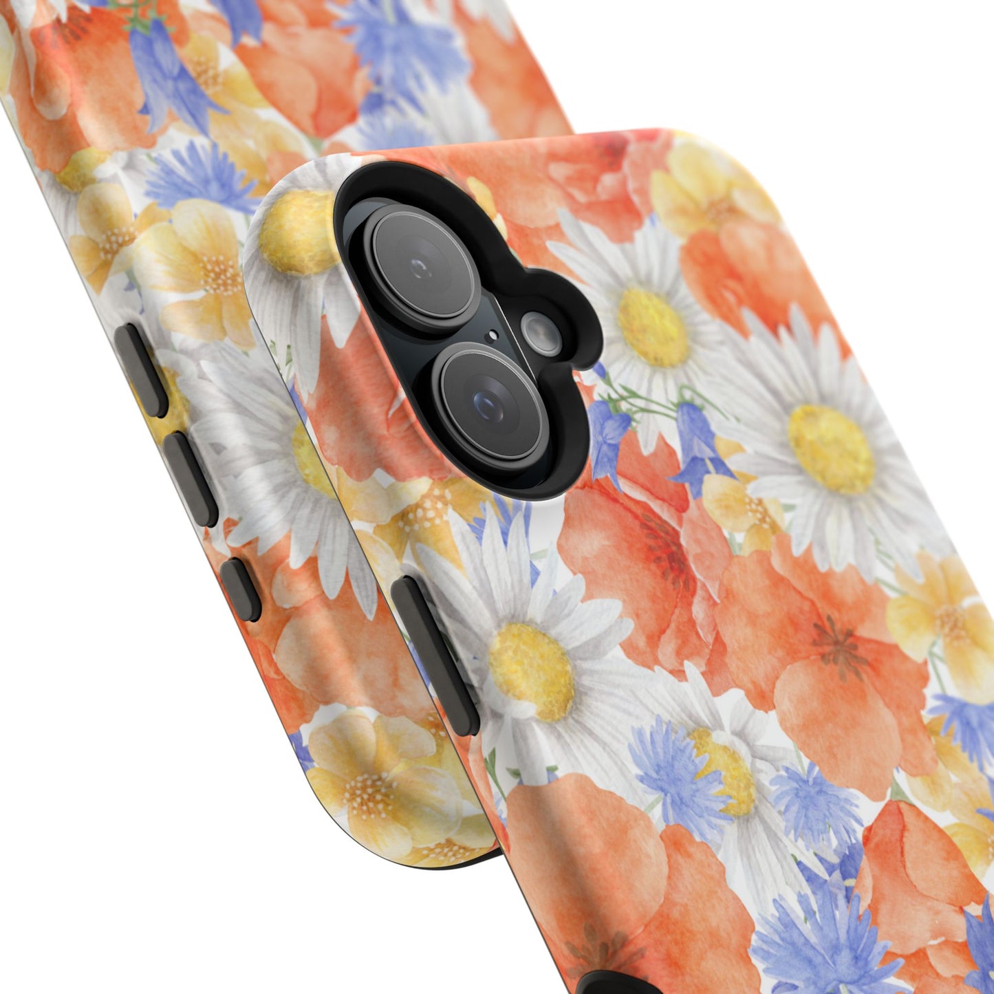 Watercolor Wildflower Pattern MagSafe iPhone Case – Durable Matte Finish with Daisy, Poppy & Cornflower Design