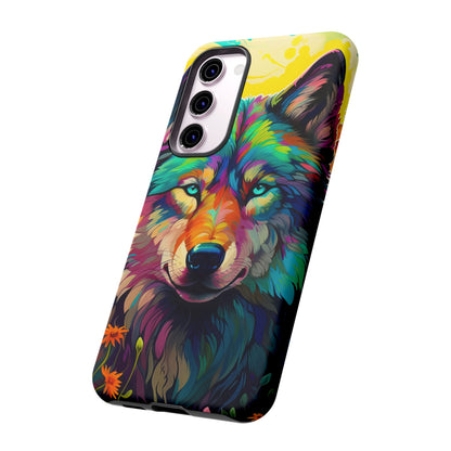 Rainbow Wolf in Bloom – Samsung Galaxy Case with Vivid Nature Design