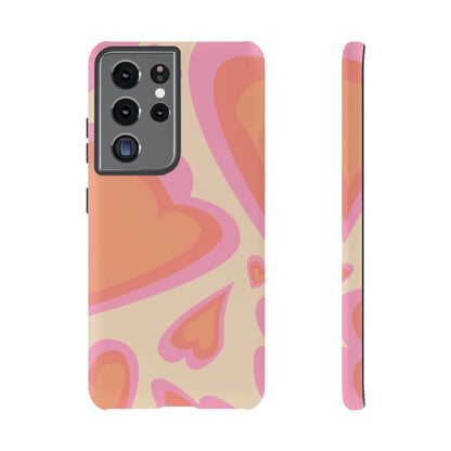 Retro Pink Hearts Samsung Galaxy Case – Shock-Resistant, Matte Finish, Dual-Layer Protection
