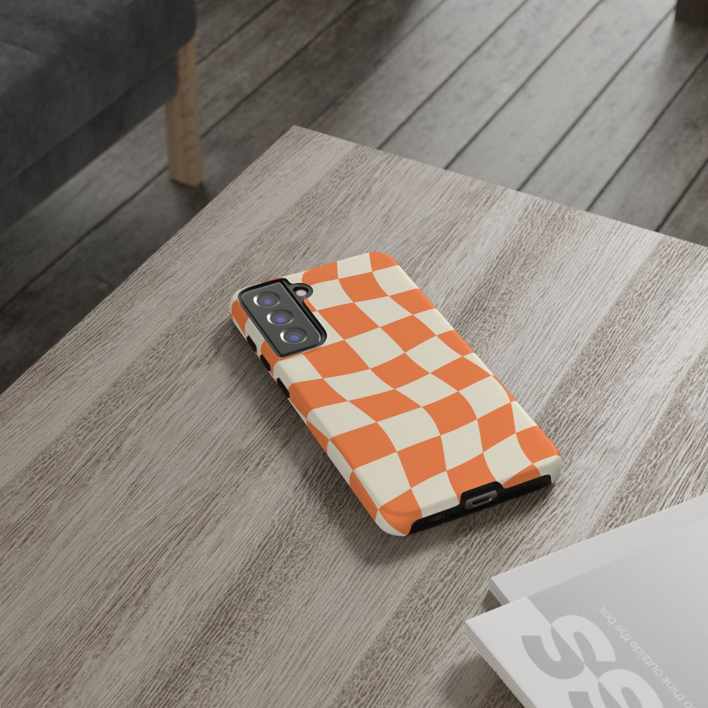 Wavy Retro Checkerboard Samsung Galaxy Case – Shockproof, Matte Finish, Dual-Layer Protection