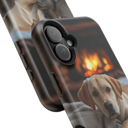 Cozy Golden Retriever by the Fireplace - MagSafe Case