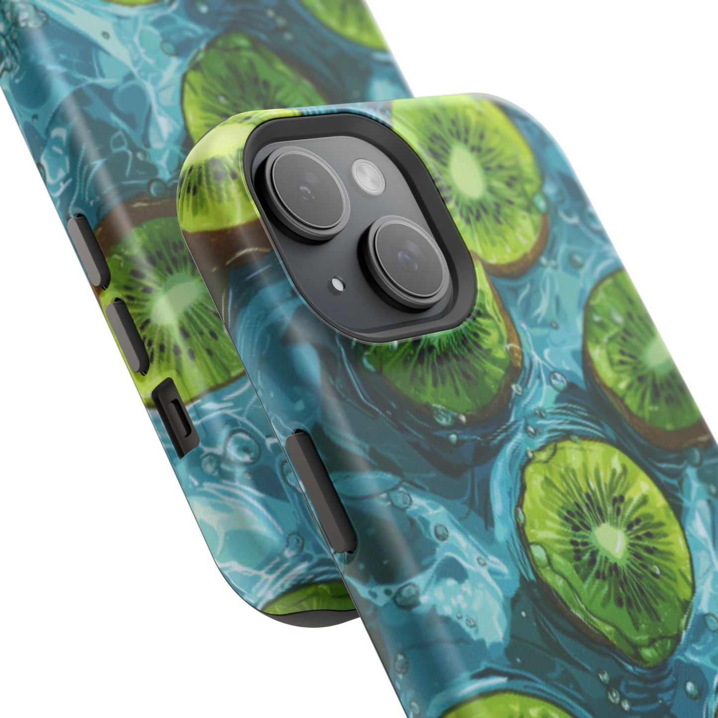 Tropical Kiwi Splash MagSafe iPhone Case – Tough Dual-Layer, Vibrant Summer Design