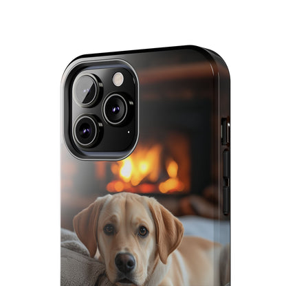 Cozy Golden Retriever by the Fireplace - iPhone Series Case