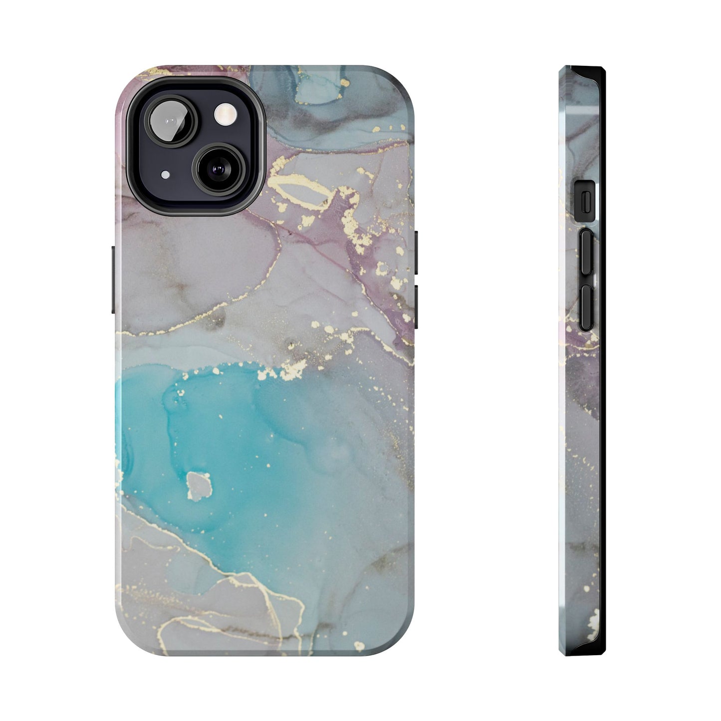 Sky Blue & Purple Marble Wave – iPhone Case with Fluid Swirl Pattern