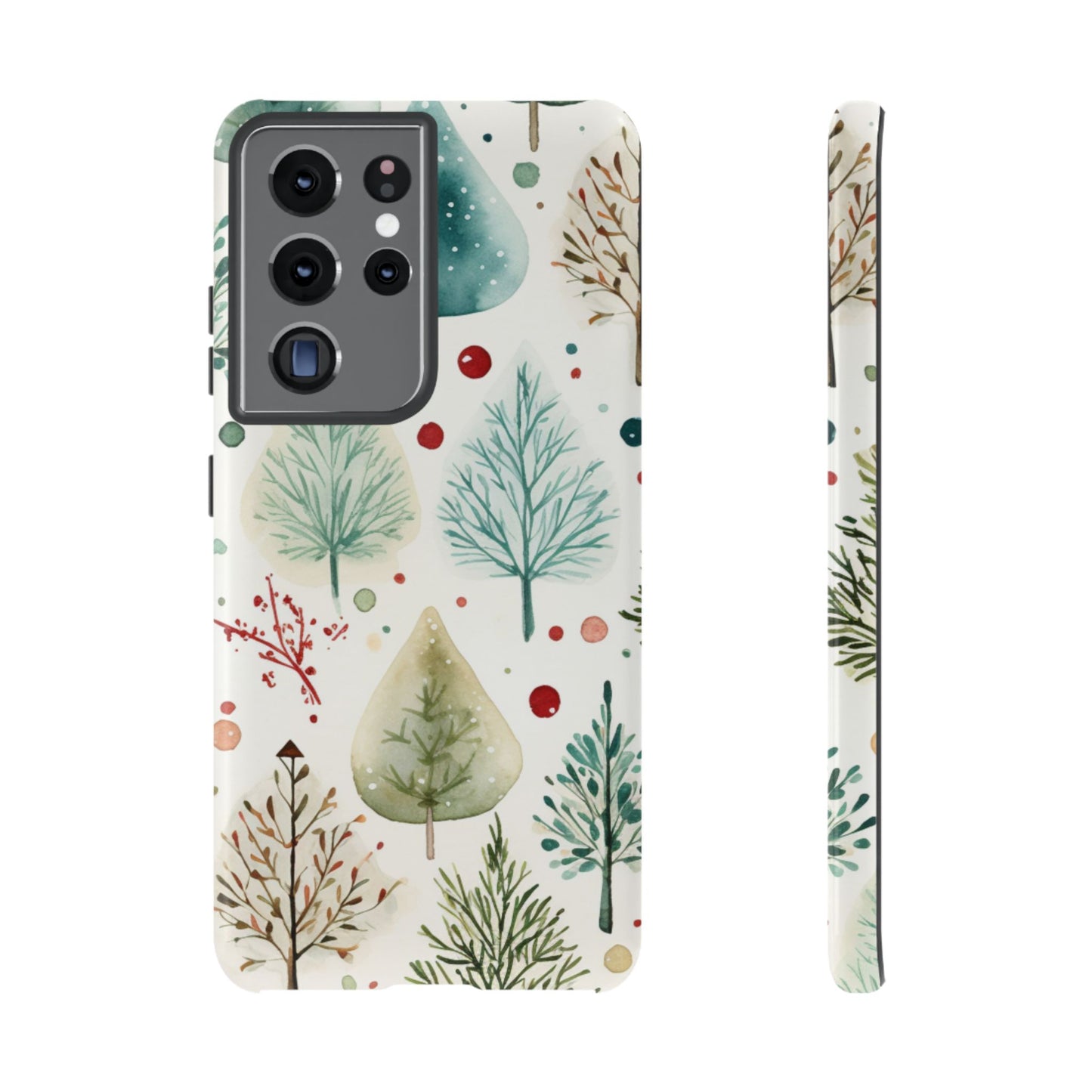 Watercolor Winter Trees Samsung Galaxy Case – Nature-Inspired, Holiday Theme Protective Cover