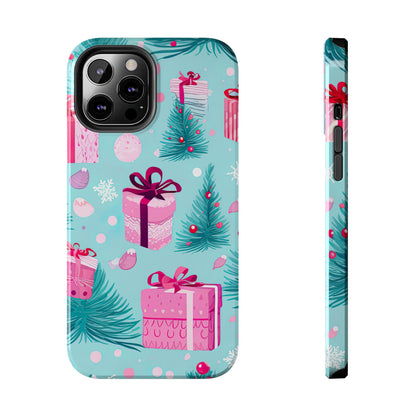 Festive Pink Christmas Gifts and Evergreen iPhone Case – Holiday Theme, Protective Cover