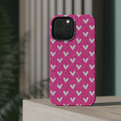 Pink Glitter Hearts Pattern – MagSafe iPhone Case