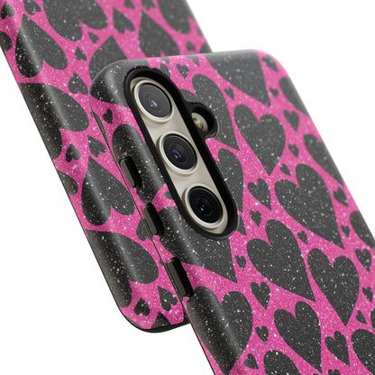 Pink Glitter Hearts Samsung Galaxy Case