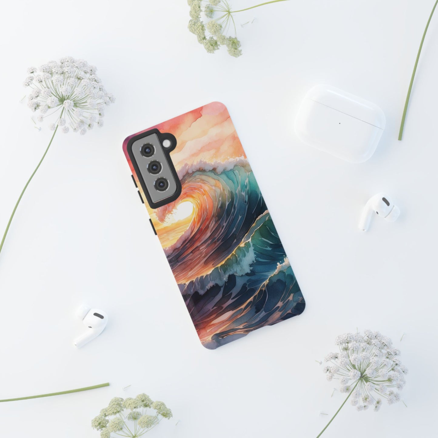 Ocean Sunrise Wave Samsung Galaxy Case – Vibrant Watercolor Wave Design